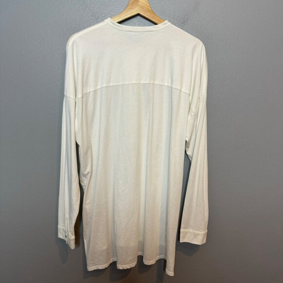 EILEEN FISHER mandarin collar jersey top in white size L - Picture 8 of 8